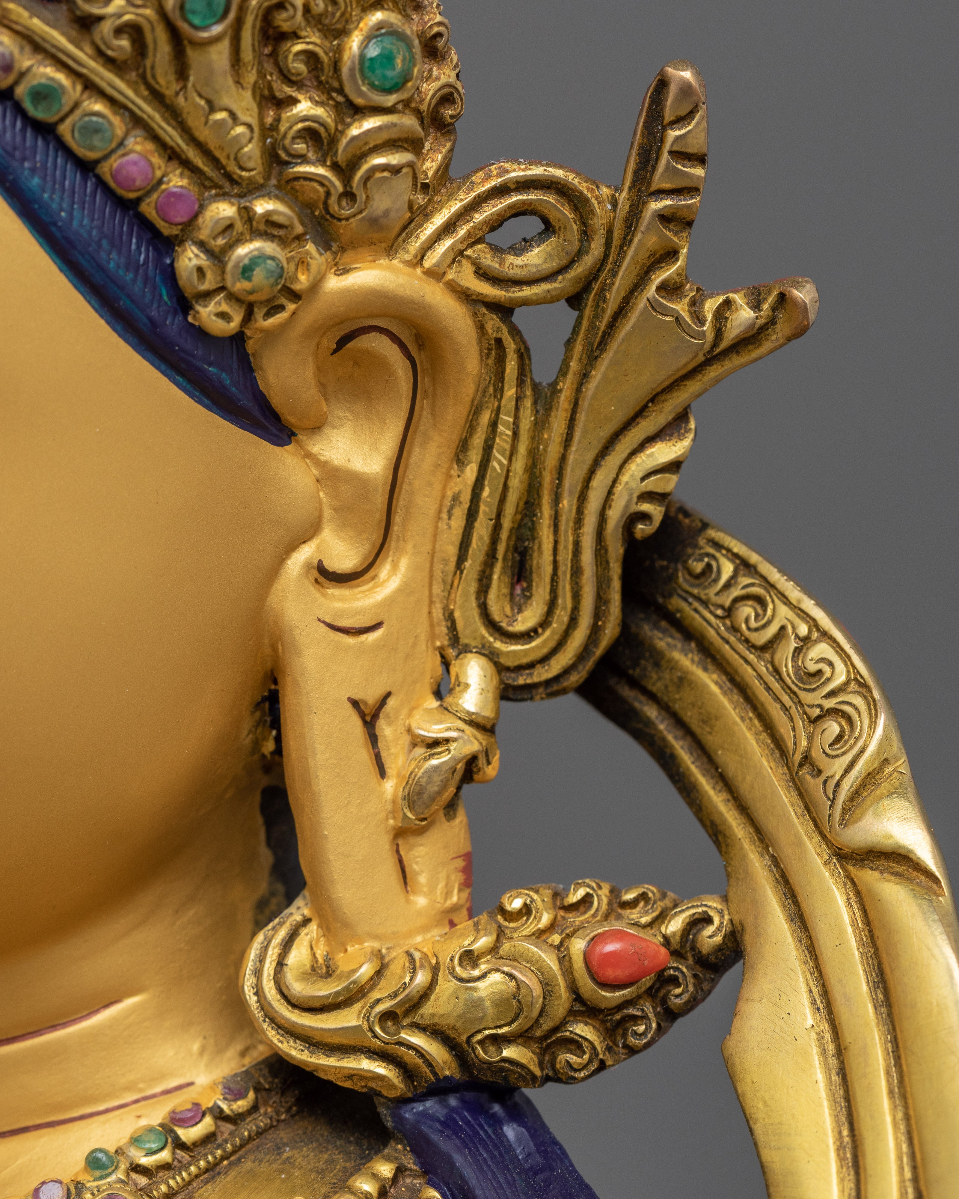 Amitayus Buddha Sculpture Gilded in Gold | Handcrafted Buddhist Statue for Meditation