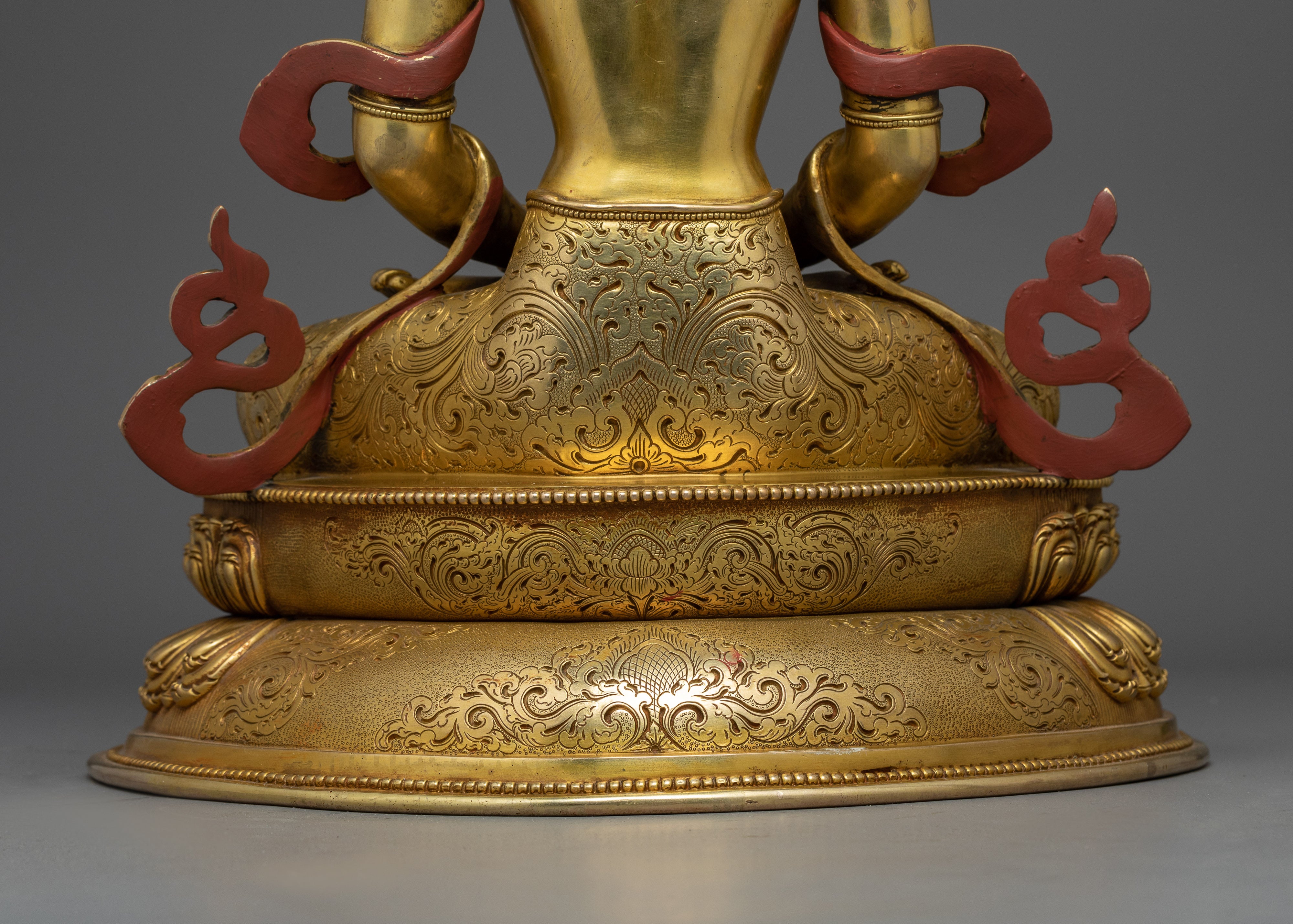 Amitayus Buddha Sculpture Gilded in Gold | Handcrafted Buddhist Statue for Meditation