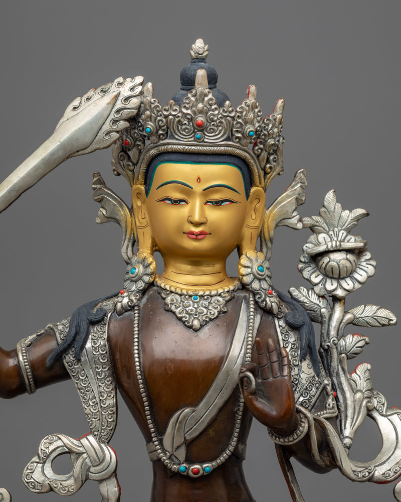 Manjushri Buddha Statue | Hand-Carved Bodhisattva of Wisdom Statue