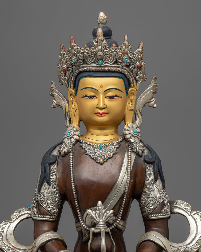 Amitayus Buddha Statue | Buddhist Sculpture Gilded in Gold and Silver