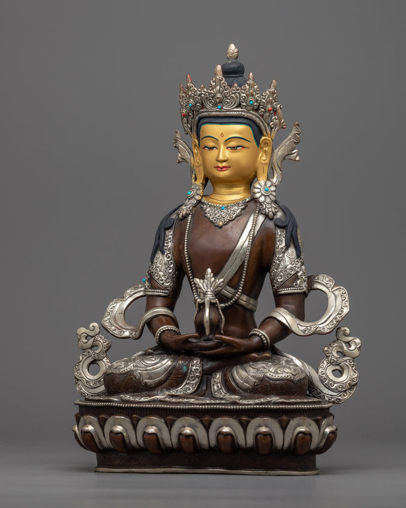 Amitayus Buddha Statue | Buddhist Sculpture Gilded in Gold and Silver