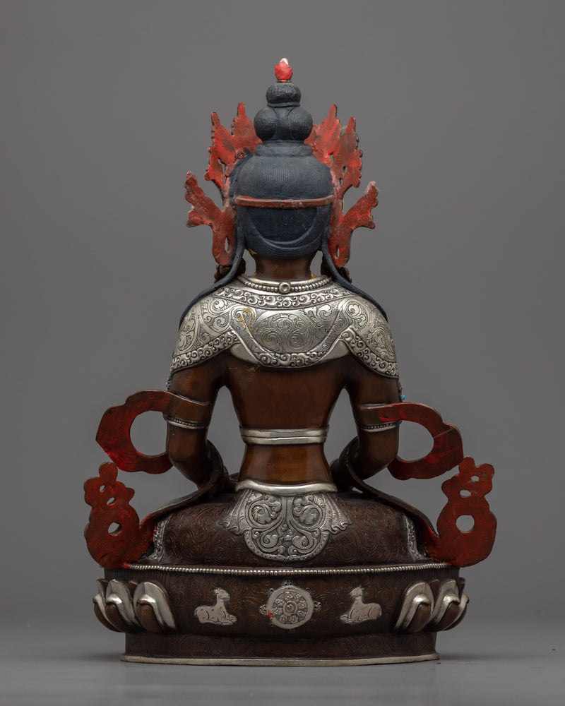 Amitayus Buddha Statue | Buddhist Sculpture Gilded in Gold and Silver