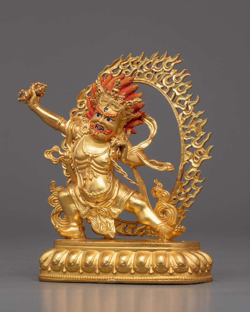 Machine Bodhisattva Vajrapani Sculpture |  Gold-Plated Tibetan Buddhist Art