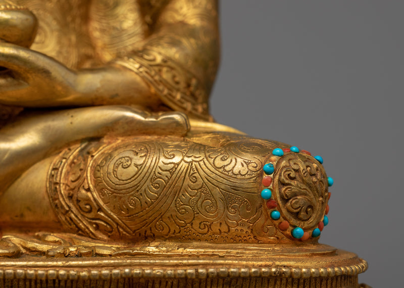 Shakyamuni Buddha Statue for Spiritual Healing | Gold Gilded Buddhist Artwork