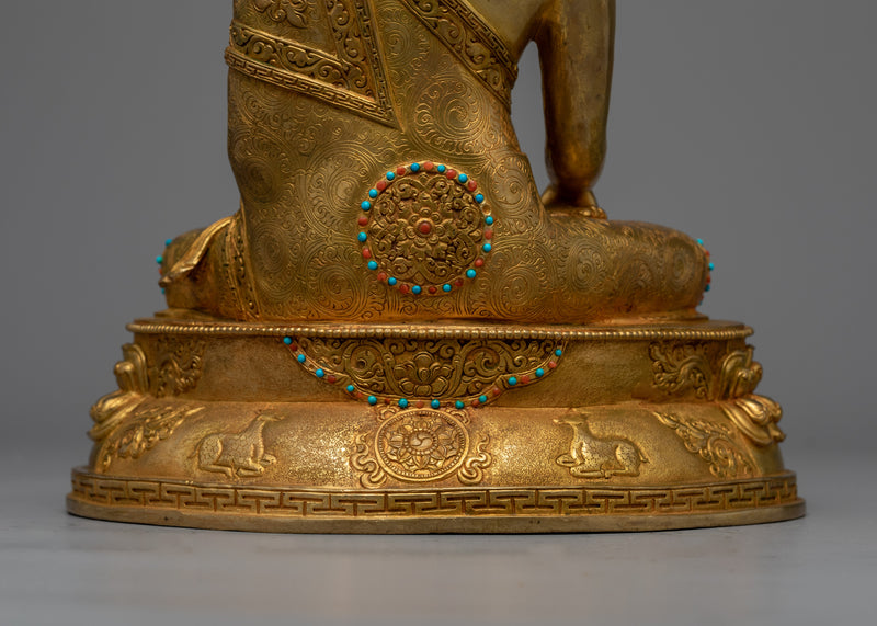 Shakyamuni Buddha Statue for Spiritual Healing | Gold Gilded Buddhist Artwork