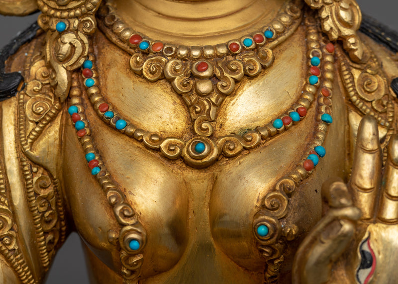 White Tara Mantra Practice Statue | Handmade in Nepal, Himalayan Buddhist Art