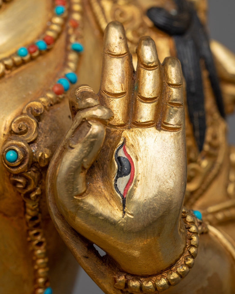 White Tara Mantra Practice Statue | Handmade in Nepal, Himalayan Buddhist Art