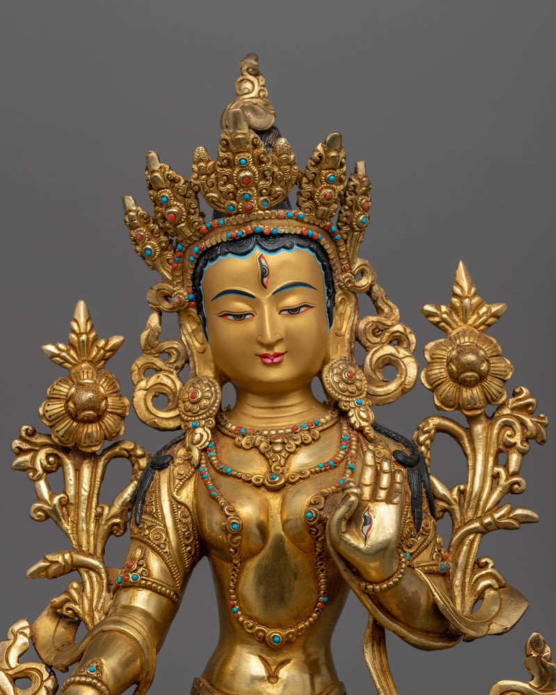 White Tara Mantra Practice Statue | Handmade in Nepal, Himalayan Buddhist Art