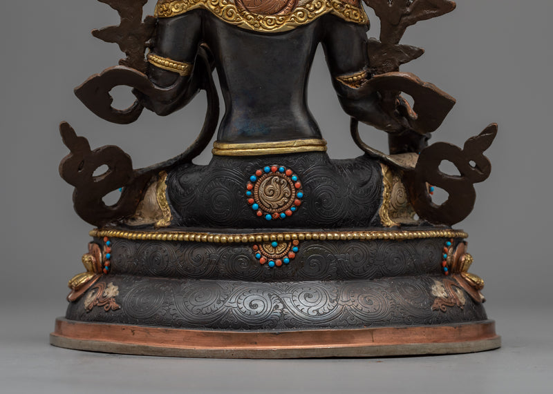 Green Tara Statue Gilded in Gold | Female Bodhisattva of Compassion