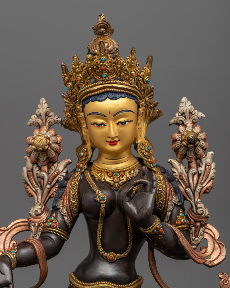Green Tara Goddess Statue for Protection | Female Bodhisattva of Compassion