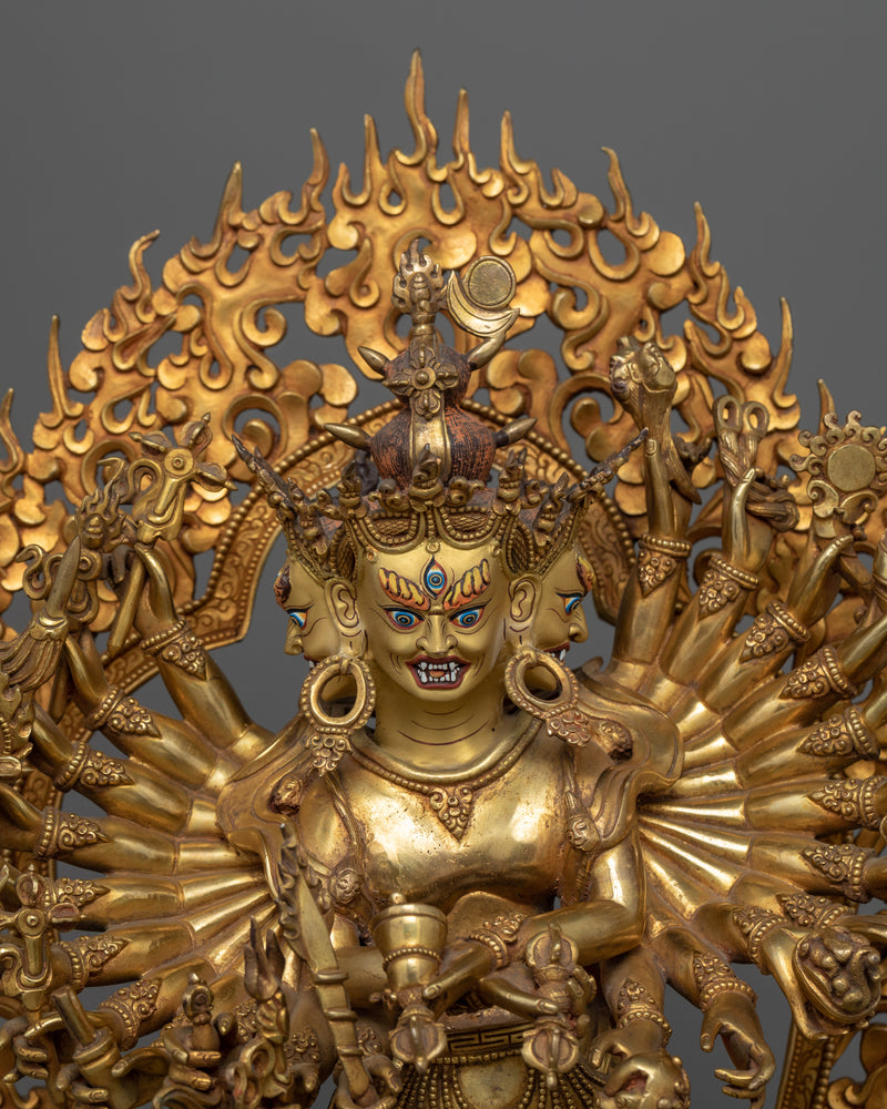 Buddhist Kalachakra Gold Gilded Statue |  Traditional Handcrafted Buddhist Art