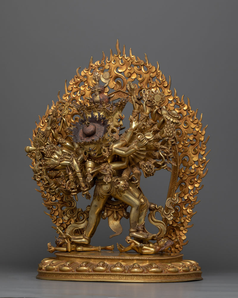 Buddhist Kalachakra Gold Gilded Statue |  Traditional Handcrafted Buddhist Art
