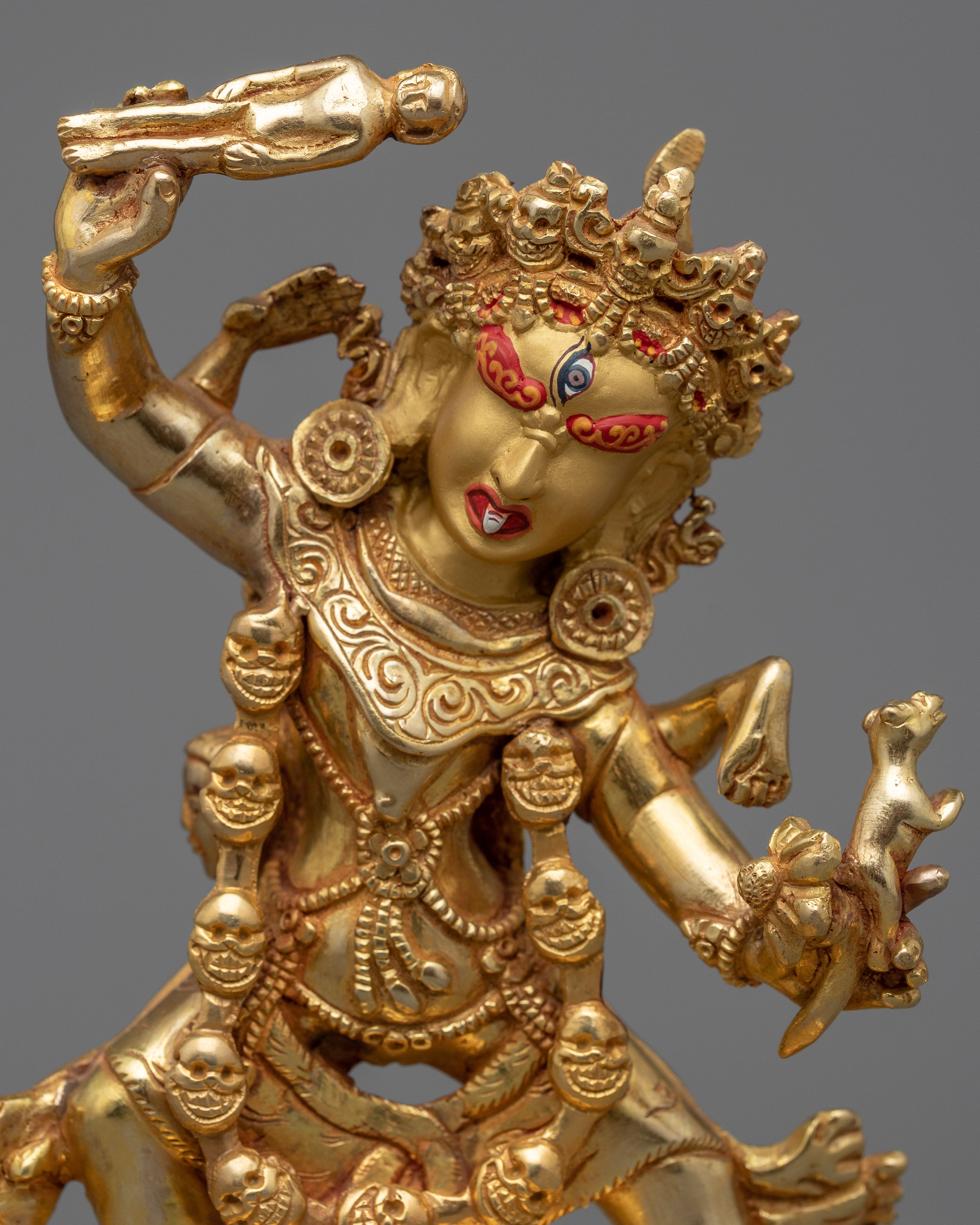 Ekajati Gold Gilded Statue for Religious Purpose | Gold-Plated Himalayan Art