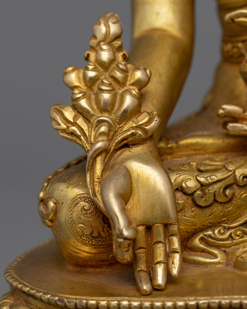Buddha Medicine Statue Gilded in Gold | Traditional Handcrafted Buddhist Art
