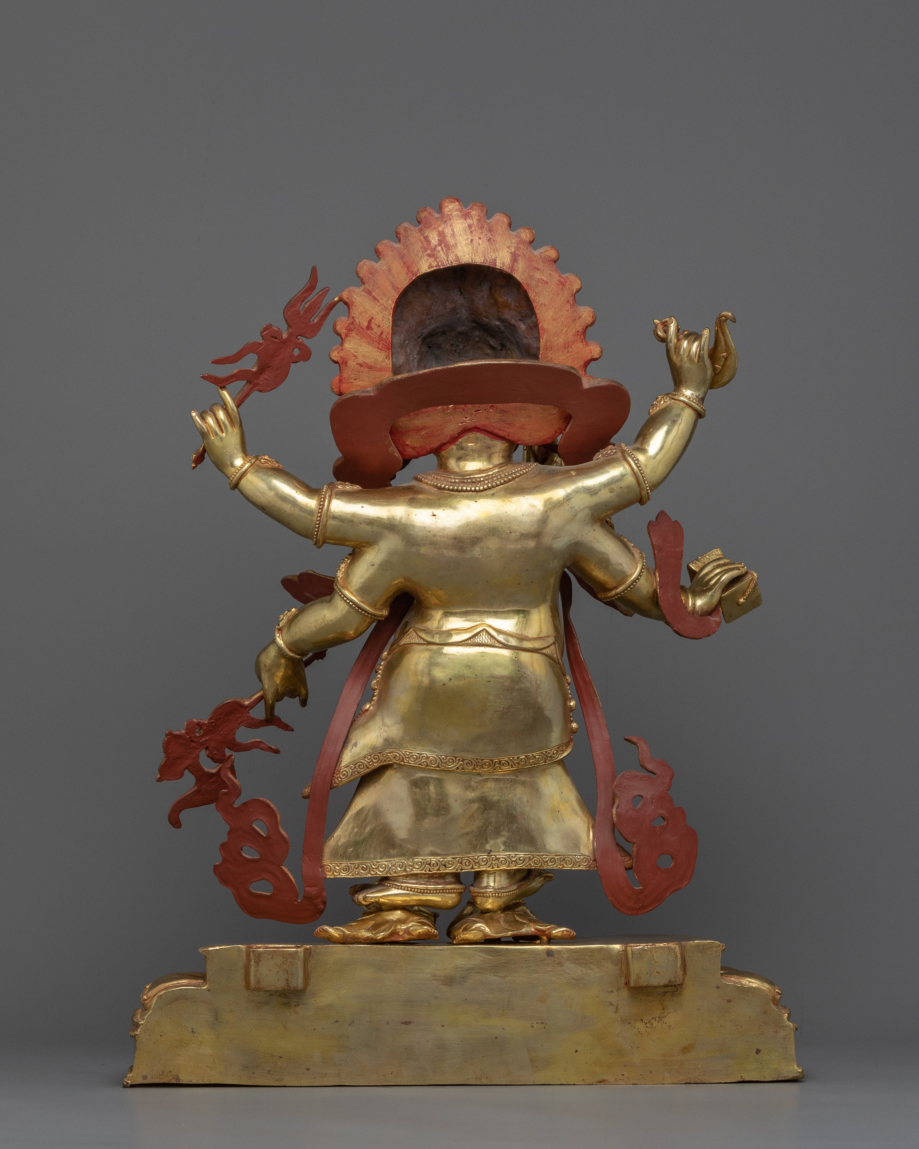 White Mahakala Sculpture | 24K Gold Gilded Statue of Wrathful Buddhist Deity