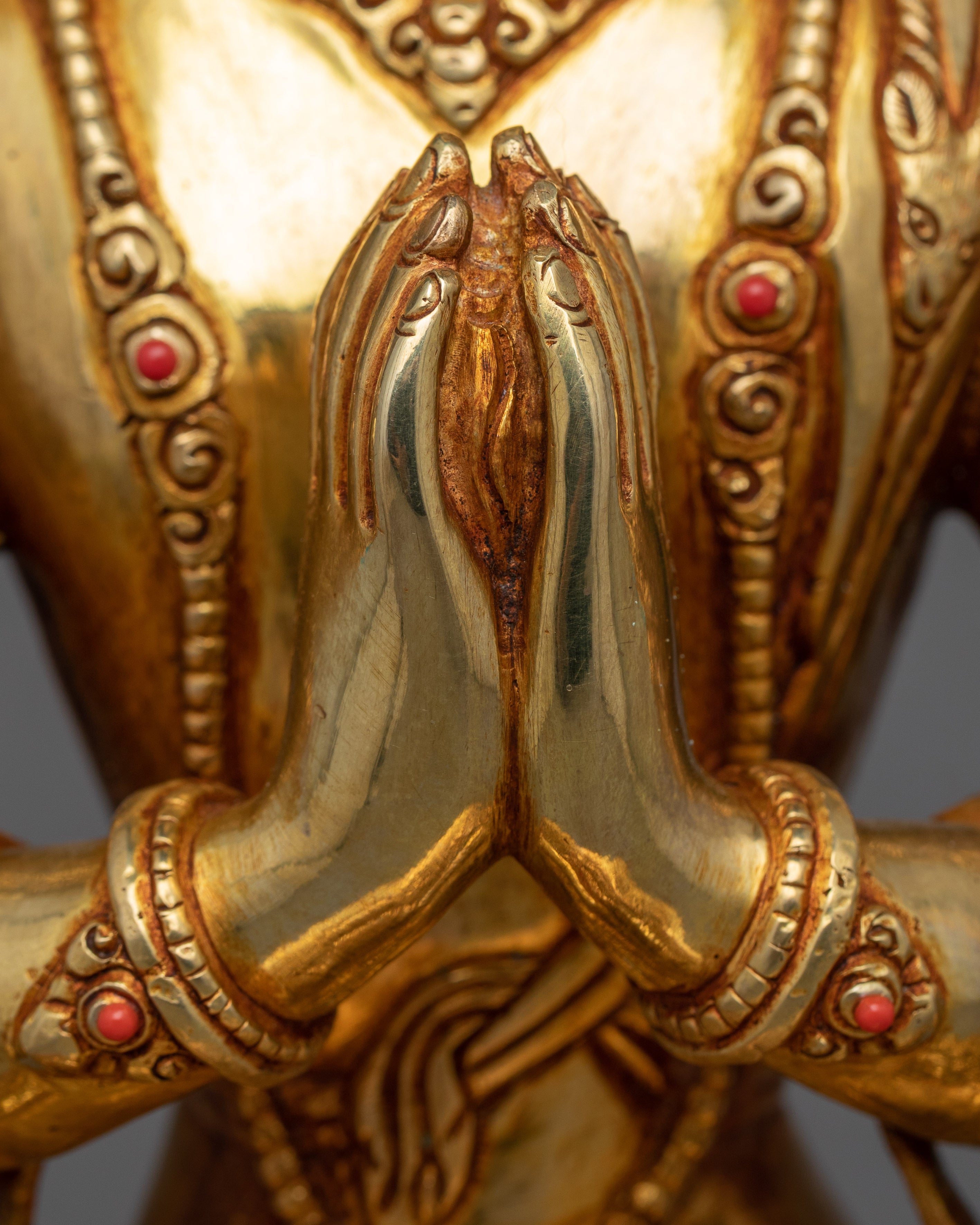 Four Armed Chenrezig Statue | Gold Gilded Traditional Buddhist Statue