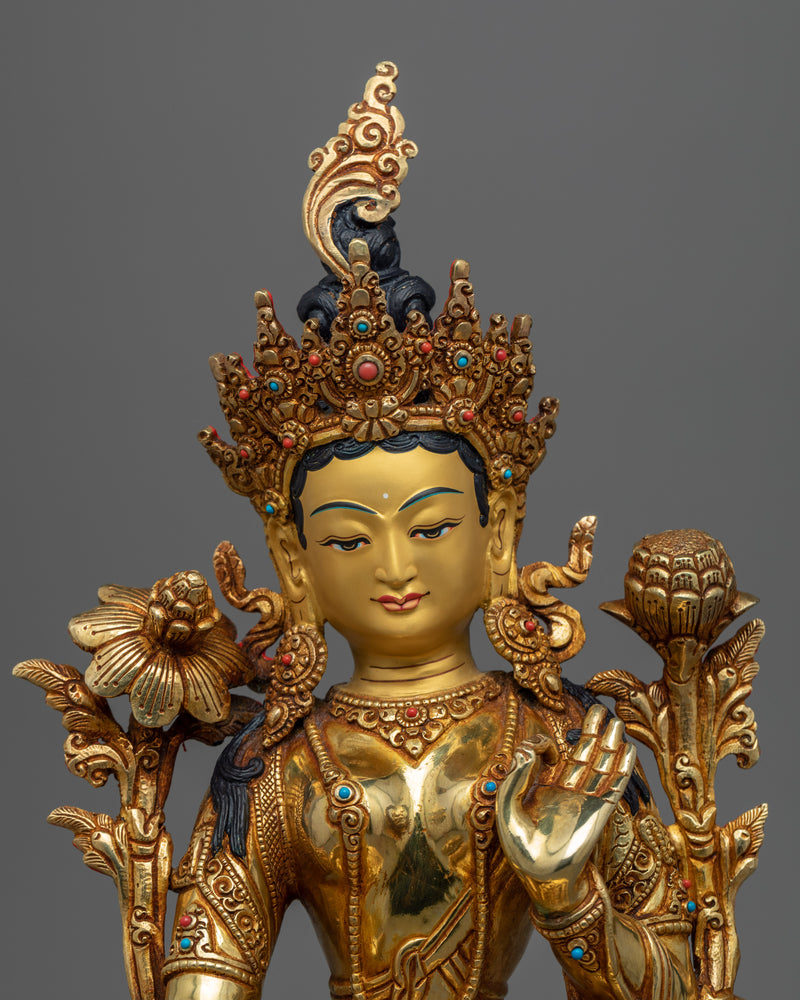 Green Tara Symbolism Statue | Traditional Handcrafted Buddhist Art