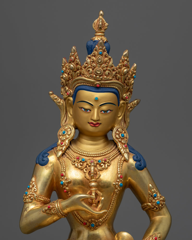 24K Gold Gilded Statue | Vajrasattva Mantra Sanskrit Practice