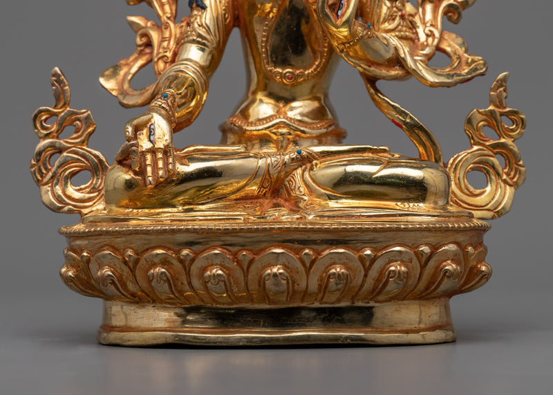 Tara White Golden Statue | Beautiful Tibetan Artwork