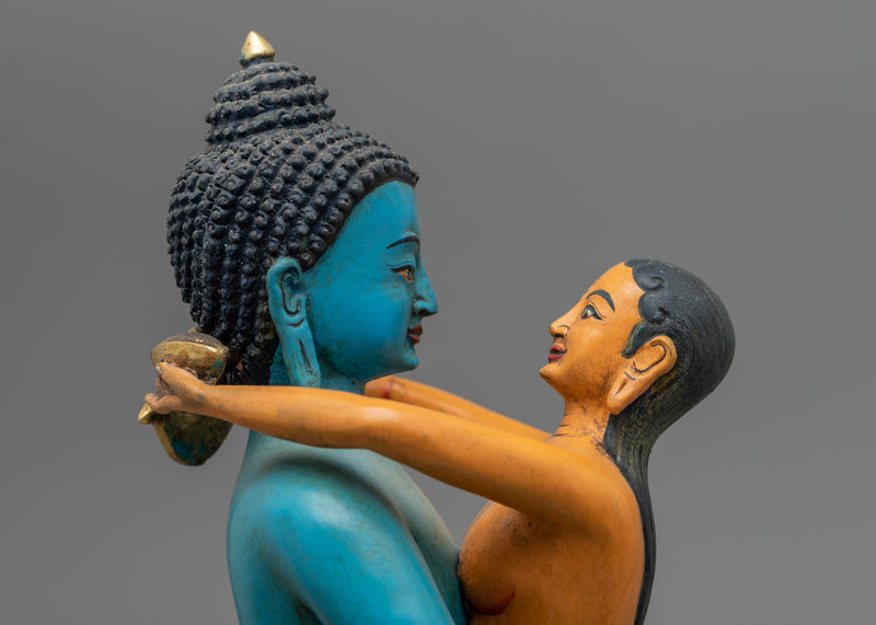 Samantabhadra and Consort Beautifully Acrylic Painted Statue | Buddhist Treasure