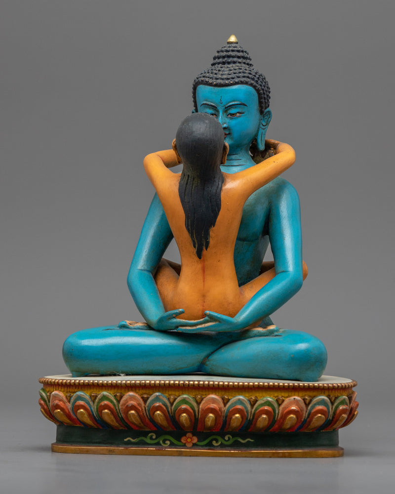 Samantabhadra and Consort Beautifully Acrylic Painted Statue | Buddhist Treasure