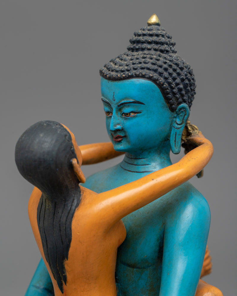 Samantabhadra and Consort Beautifully Acrylic Painted Statue | Buddhist Treasure