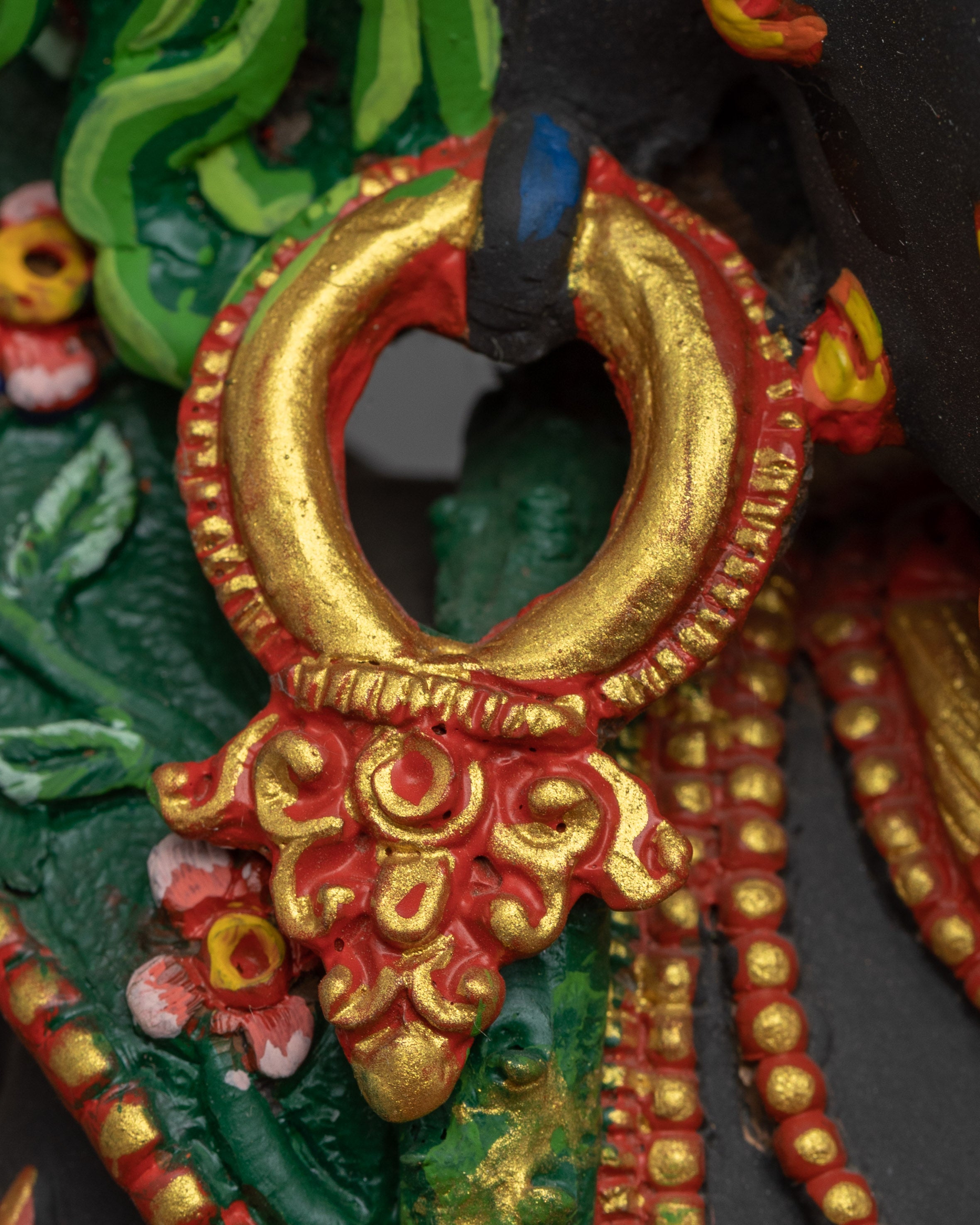 Six Armed Mahakala Statue | Exquisitely Rich Acrylic Painted
