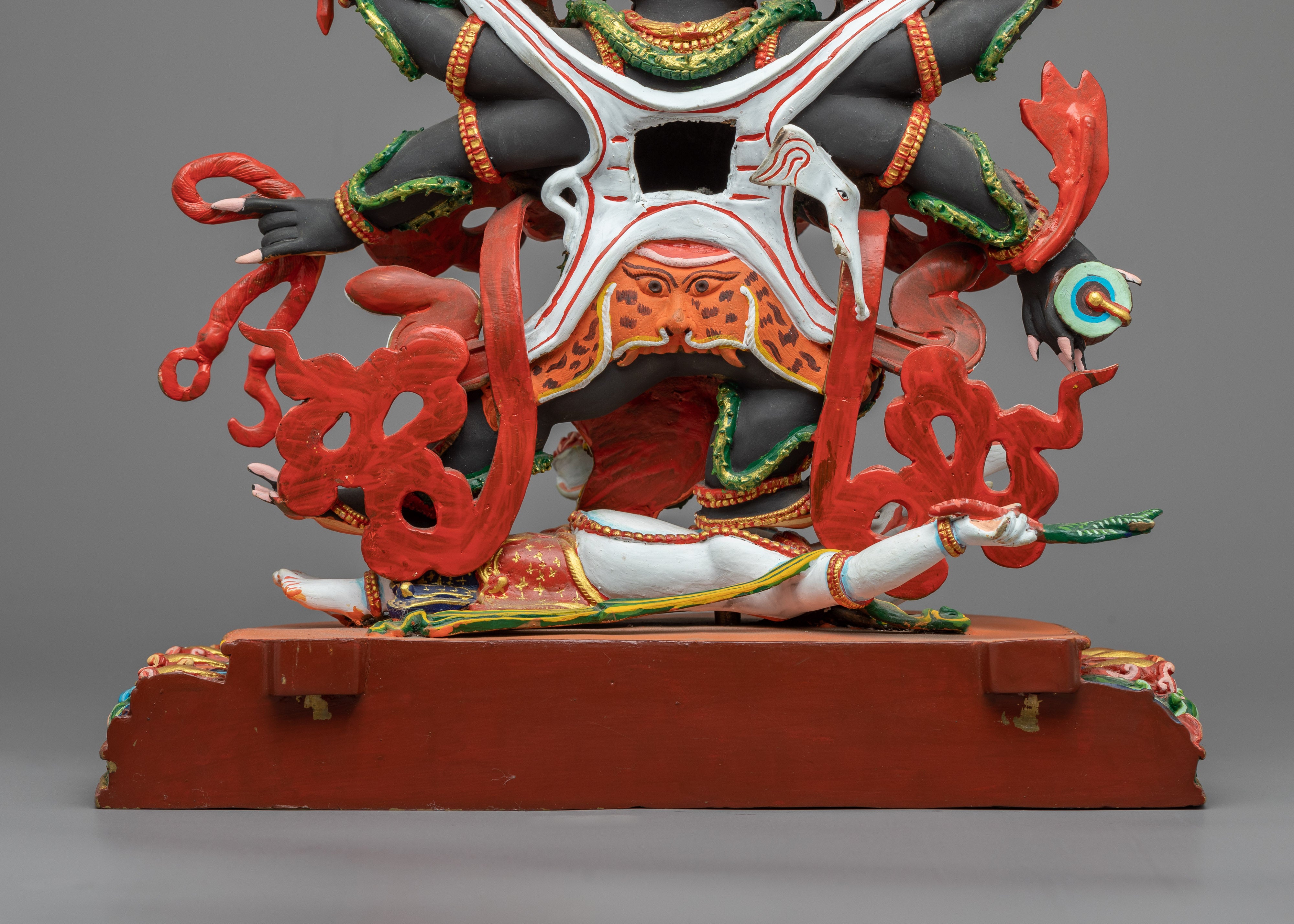 Six Armed Mahakala Statue | Exquisitely Rich Acrylic Painted