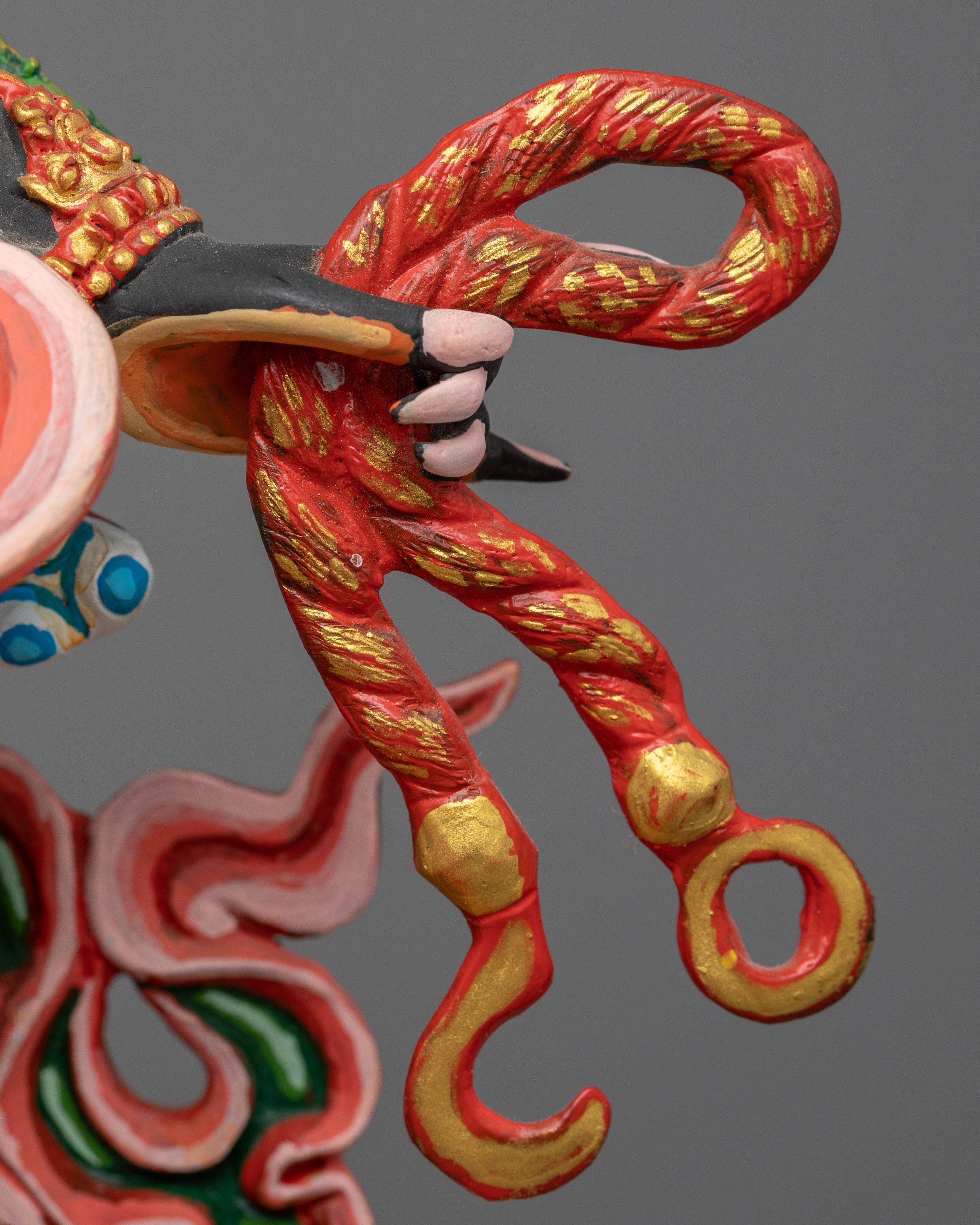 Six Armed Mahakala Statue | Exquisitely Rich Acrylic Painted