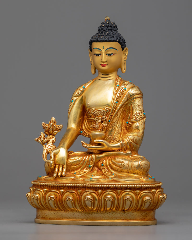 Medicine Buddha Chant Practice Statue | Bhaisajyaguru Traditional Himalayan Artwork
