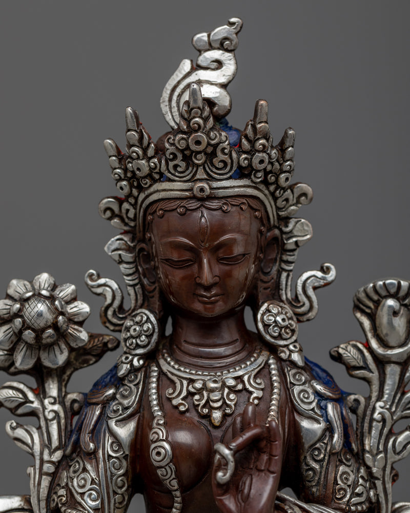 White Tara Mantra Practice Statue | Female Bodhisattva of Long Life, Health, Healing and Compassion