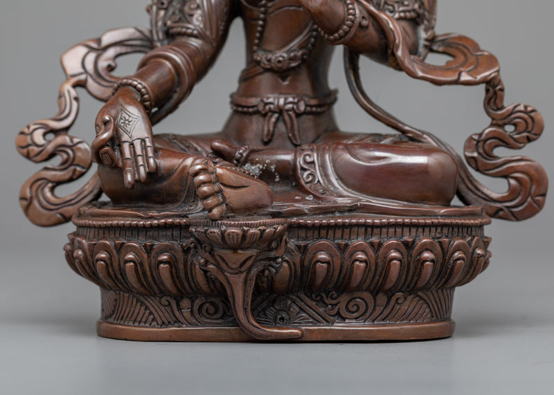 Oxidized Green Tara Statue for Protection | Traditional Handcrafted Buddhist Art