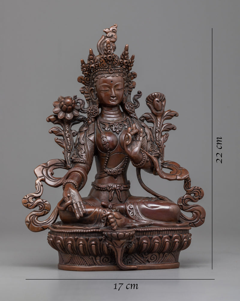 Oxidized Green Tara Statue for Protection | Traditional Handcrafted Buddhist Art