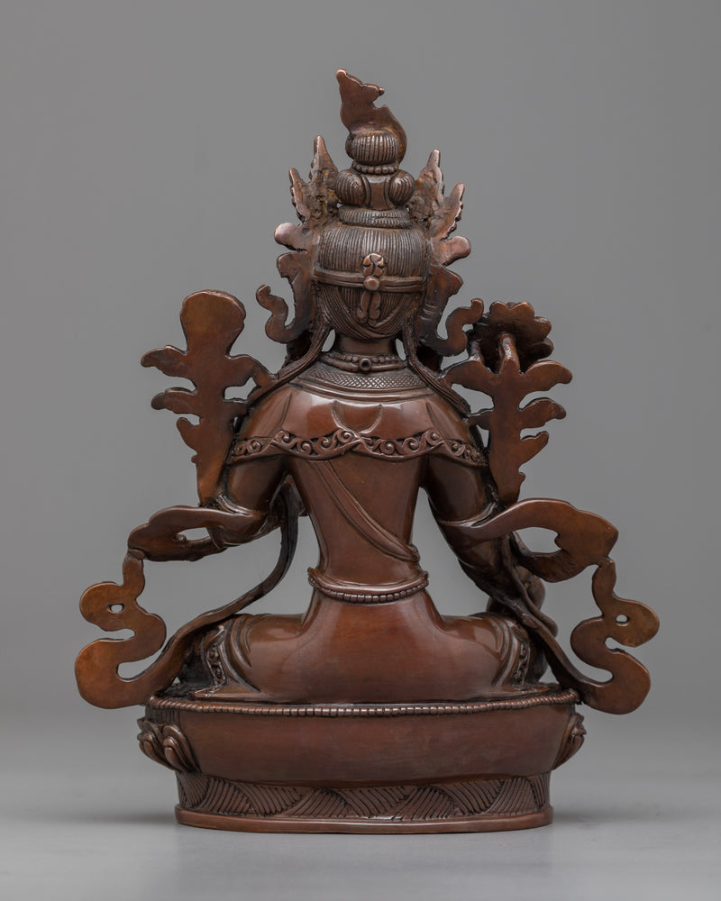 Oxidized Green Tara Statue for Protection | Traditional Handcrafted Buddhist Art