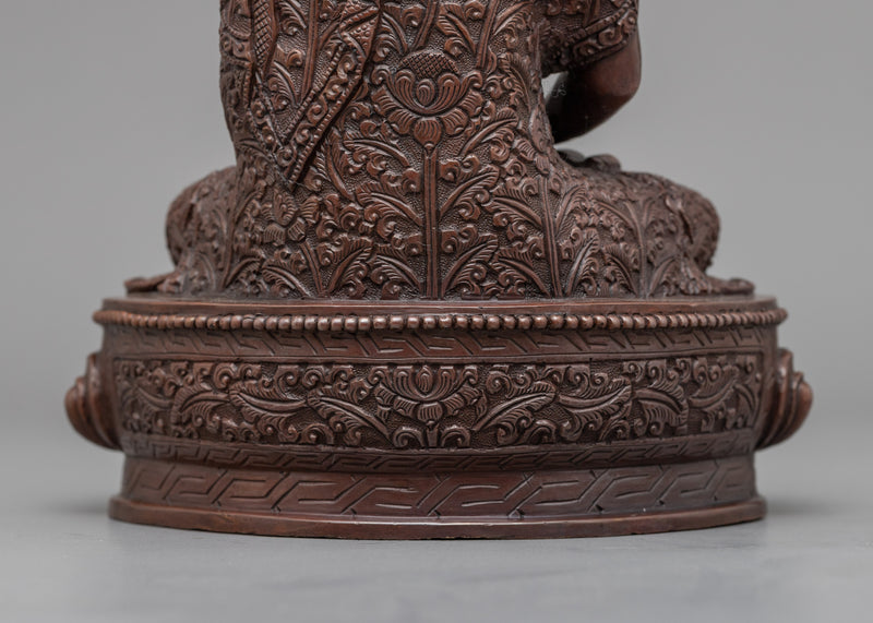 Buddha Amitabha Sculpture | Traditional Buddhist Oxidized Copper Artwork
