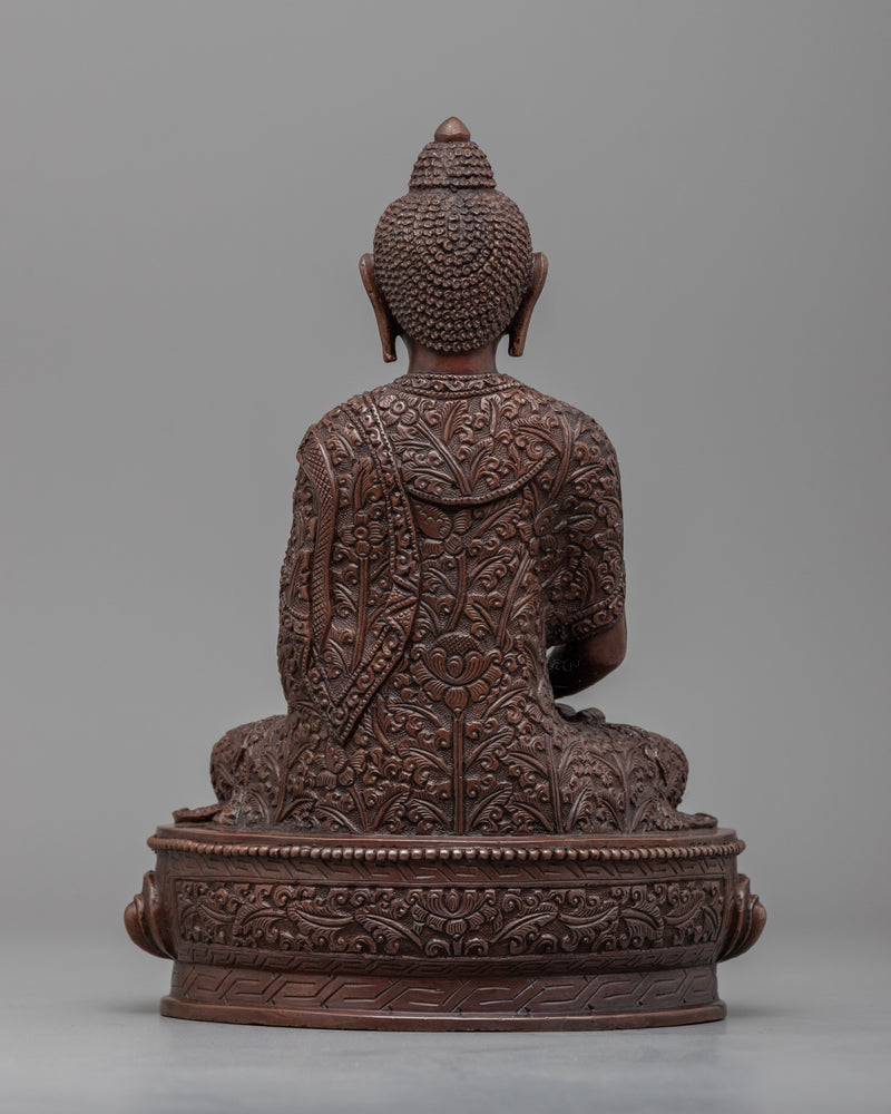 Buddha Amitabha Sculpture | Traditional Buddhist Oxidized Copper Artwork