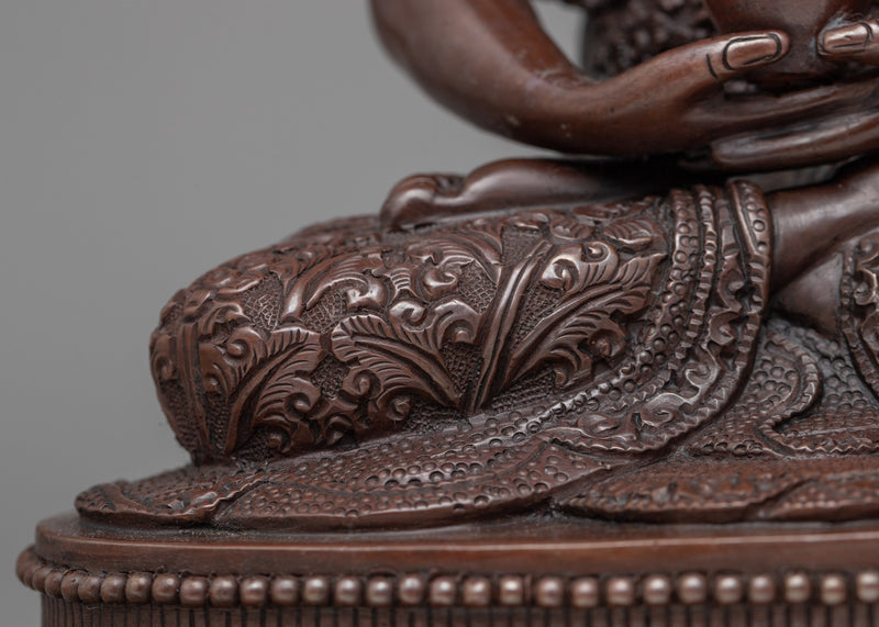 Buddha Amitabha Sculpture | Traditional Buddhist Oxidized Copper Artwork