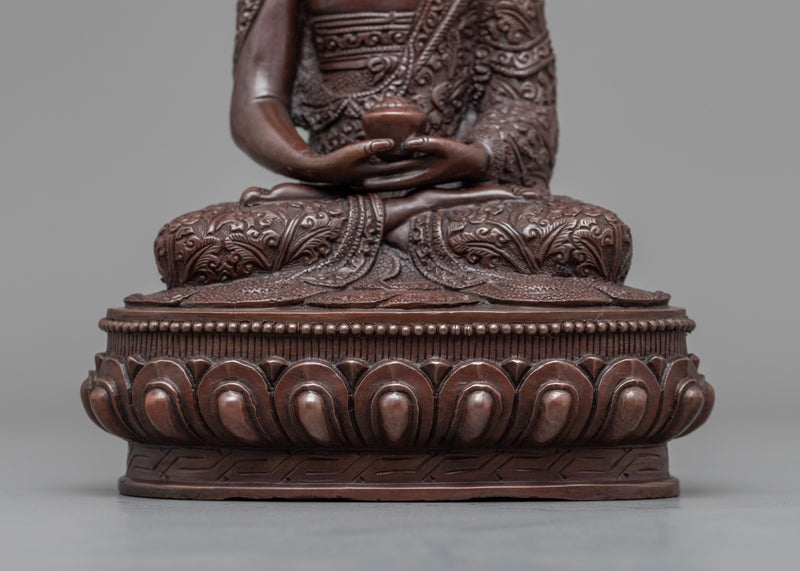 Buddha Amitabha Sculpture | Traditional Buddhist Oxidized Copper Artwork