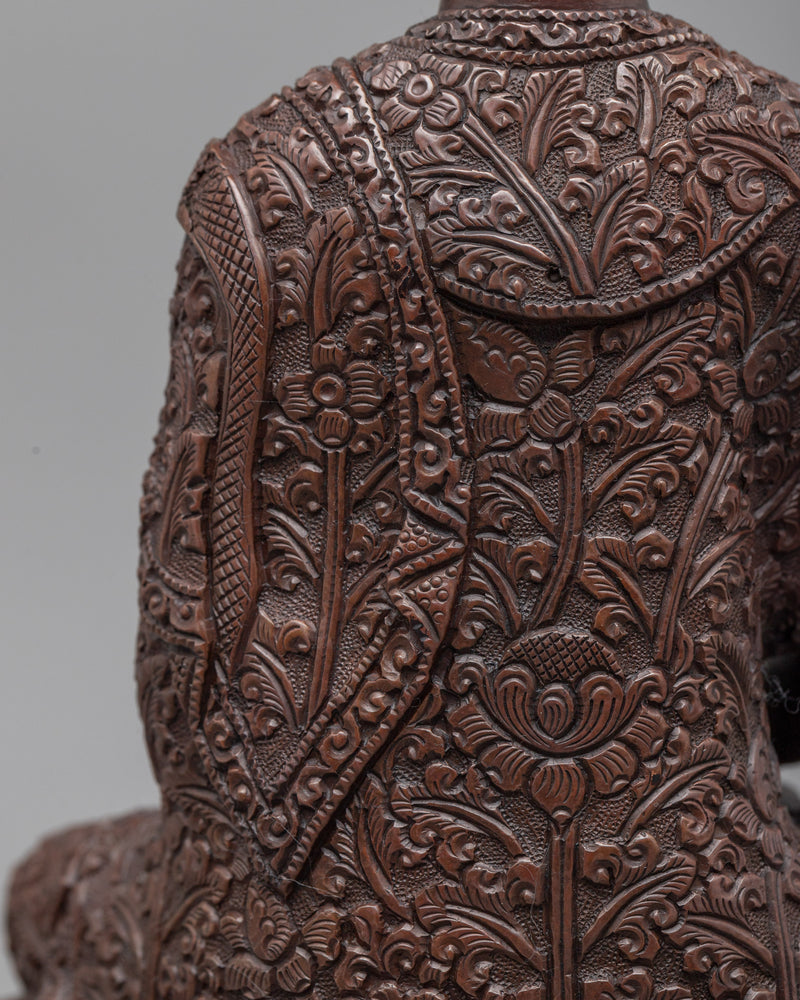 Buddha Amitabha Sculpture | Traditional Buddhist Oxidized Copper Artwork