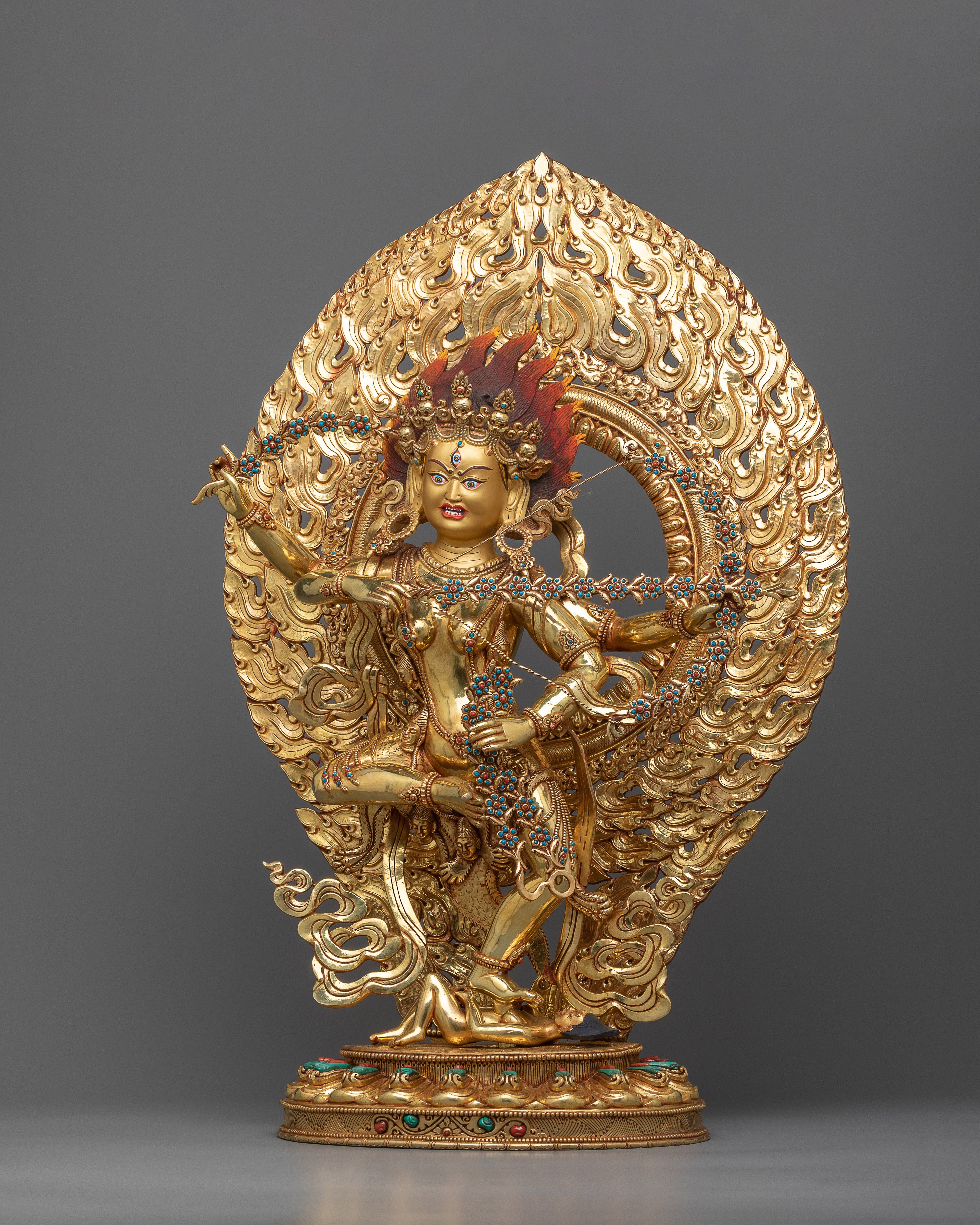 Kurukulla Mantra Practice Statue | Gold Gilded Buddhist Traditional Artwork
