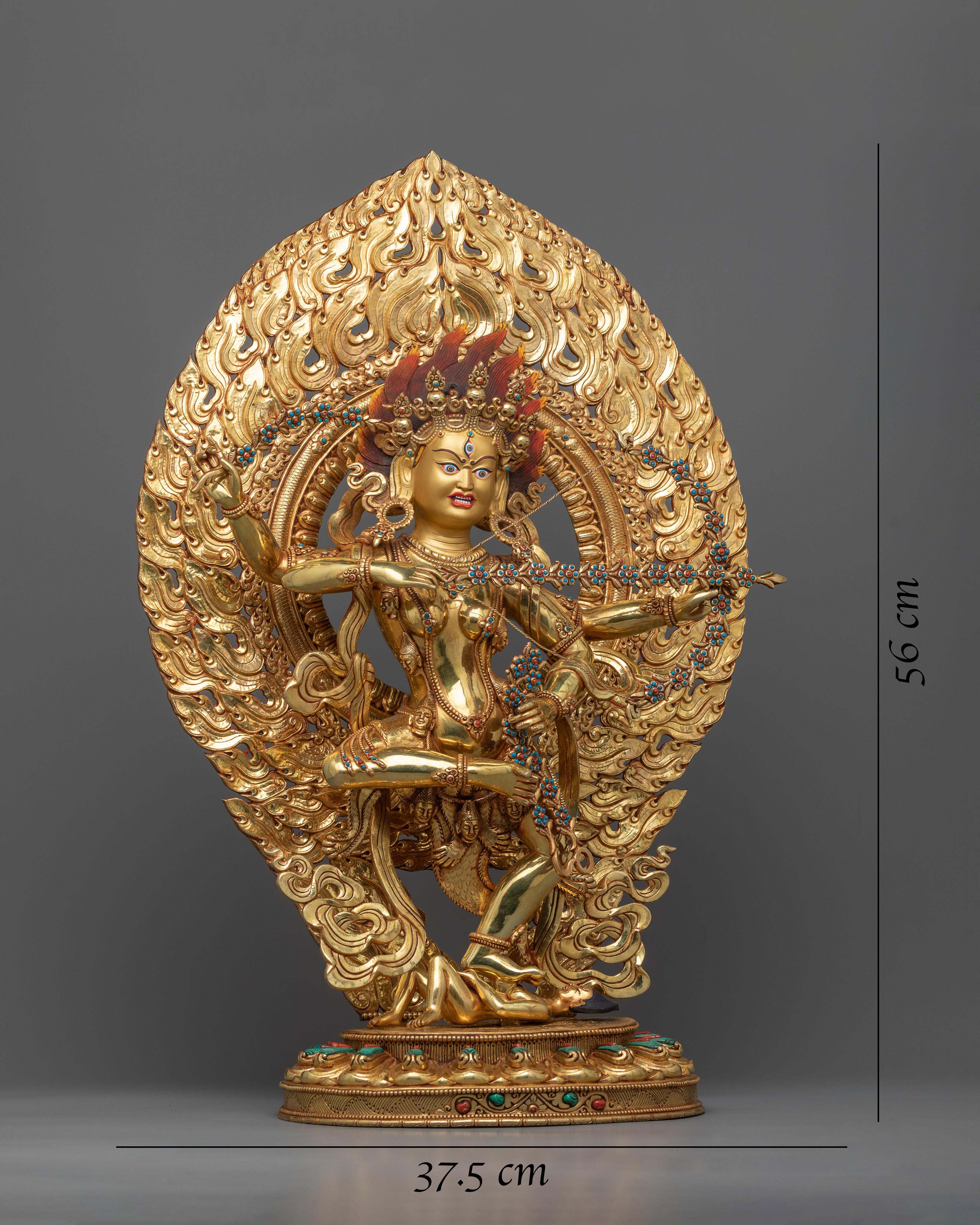 Kurukulla Mantra Practice Statue | Gold Gilded Buddhist Traditional Artwork