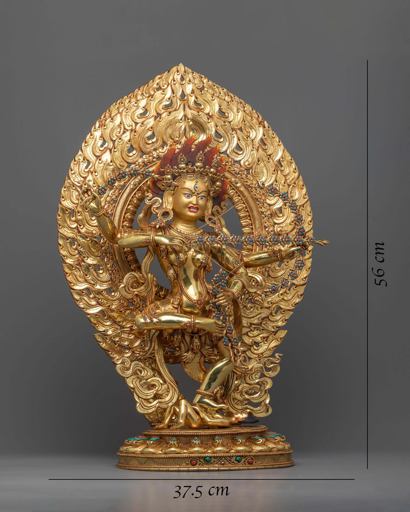 Kurukulla Mantra Practice Statue | Gold Gilded Buddhist Traditional Artwork