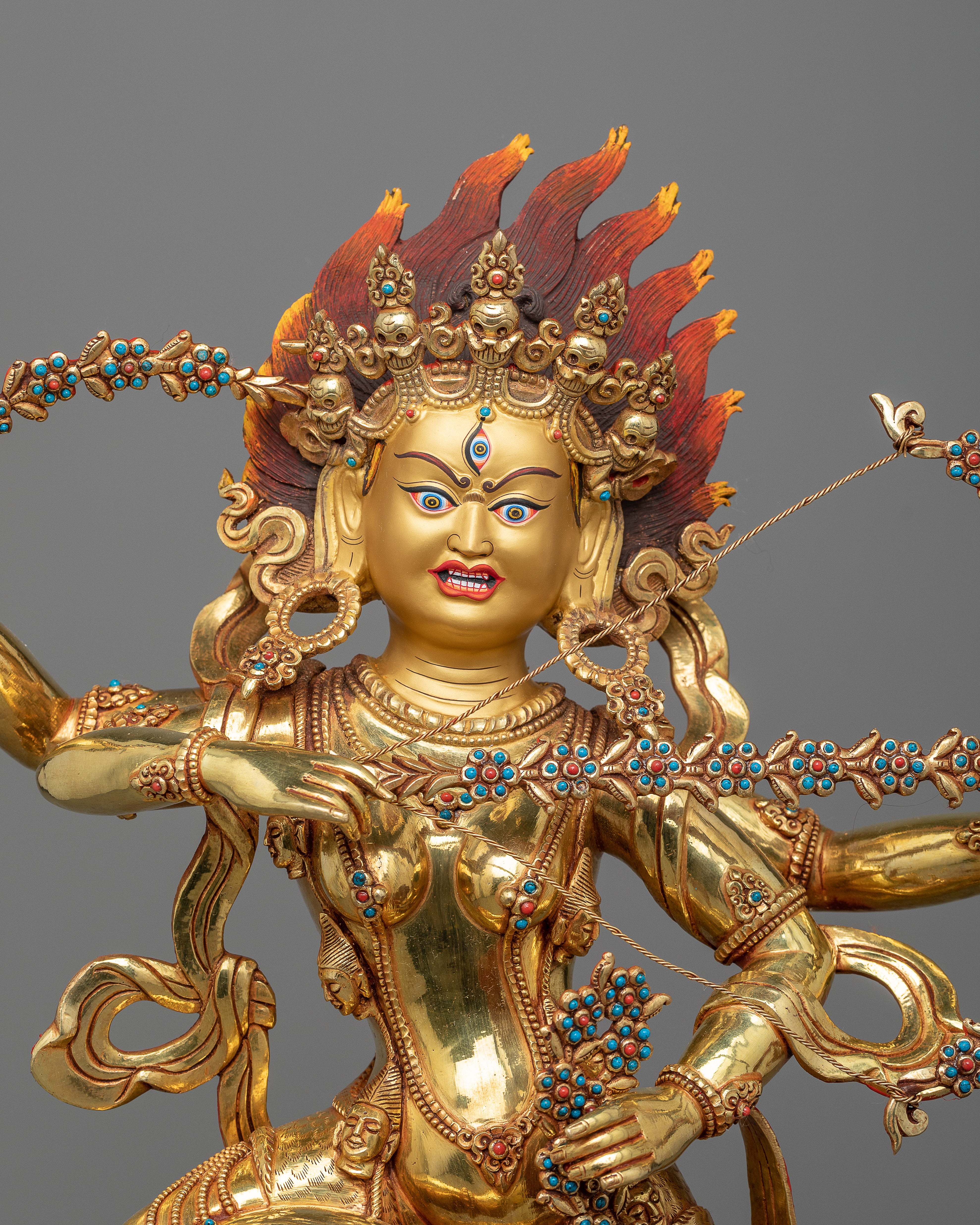 Kurukulla Mantra Practice Statue | Gold Gilded Buddhist Traditional Artwork