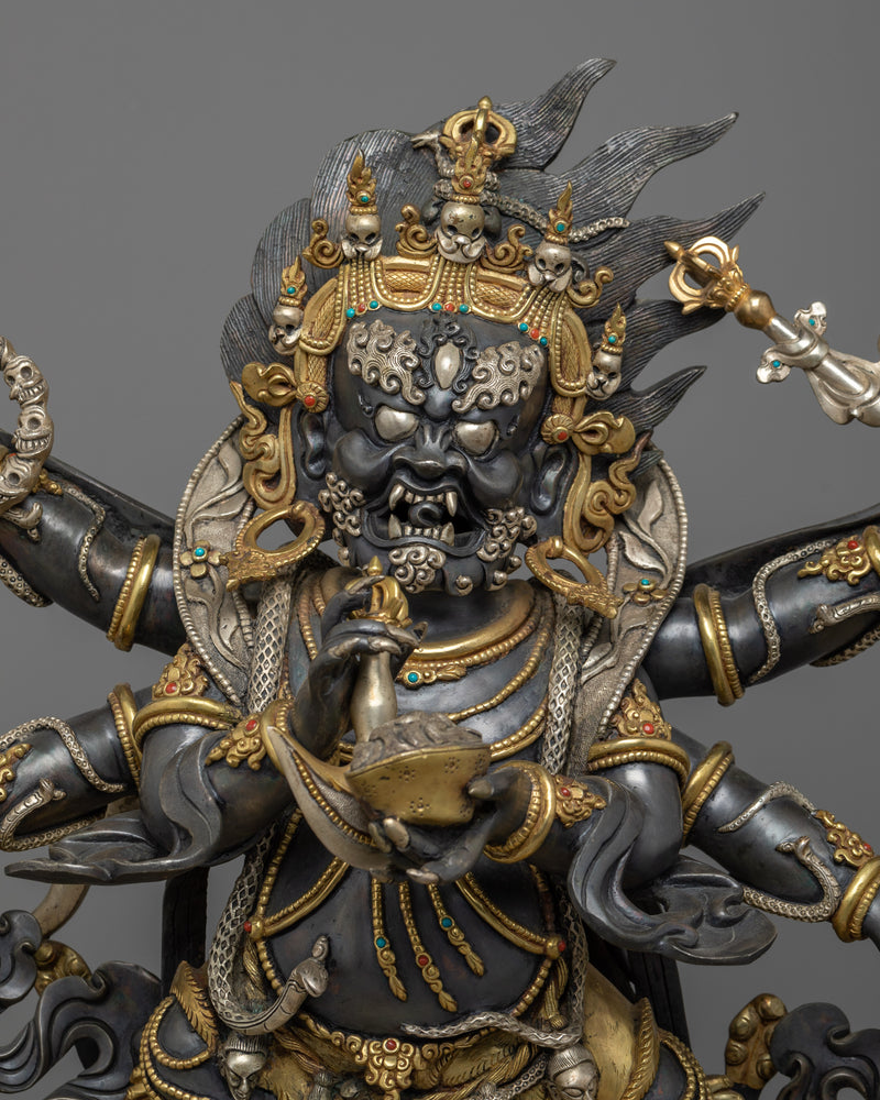 Mahakala Statue for Ritual and Meditation | Consort of Mahakali, the Fearsome God Mahakala