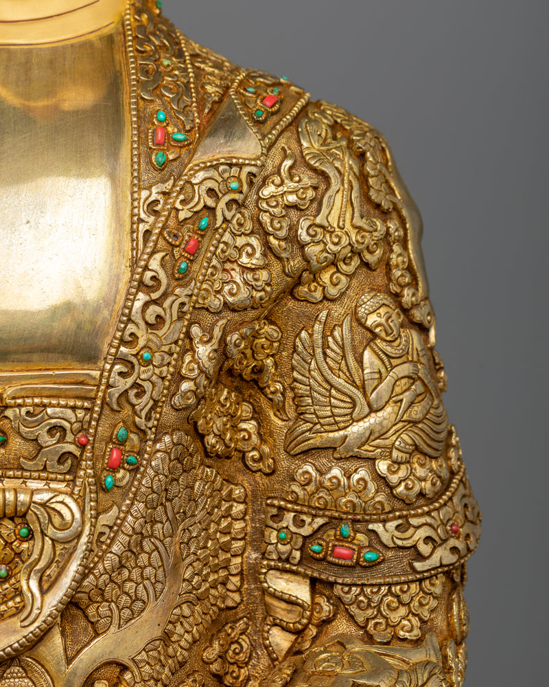 Buddha Shakyamuni Sculpture | Gold Gilded Traditional Buddhist Artwork