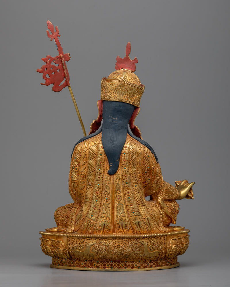 Embrace the Wisdom and Blessings of Guru Rimpoche | Magnificent 24K Gold Gilded Copper Statue