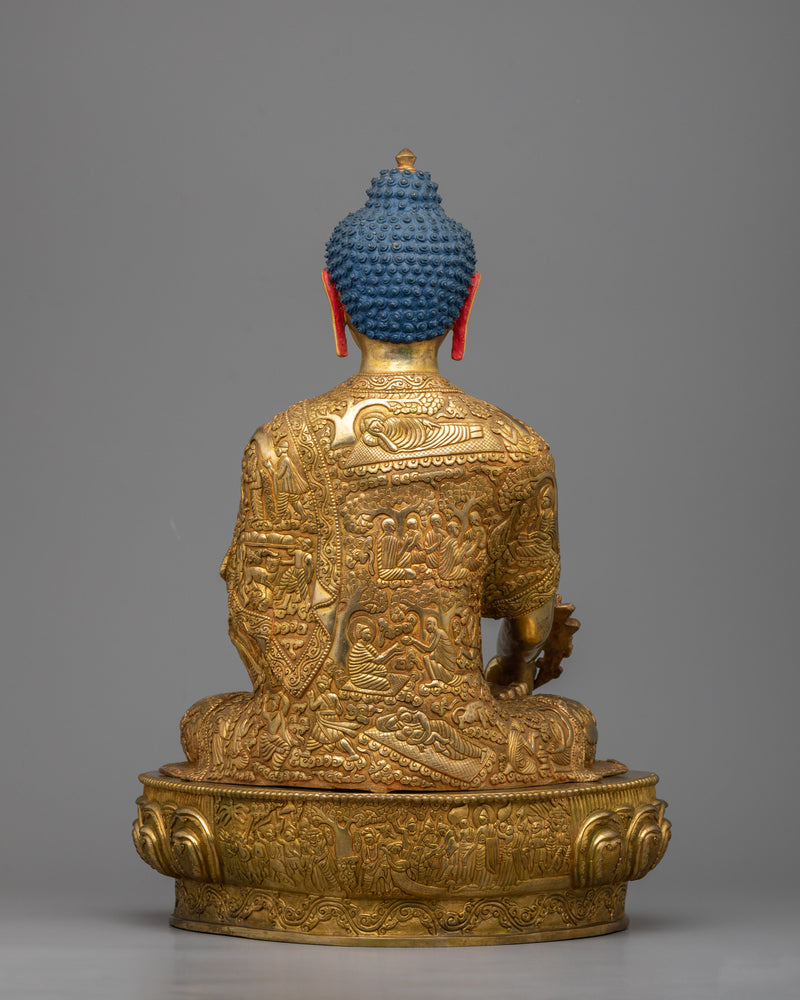 Enhance Healing and Well-being with a Majestic 24K Gold Gilded Medicine Buddah Statue