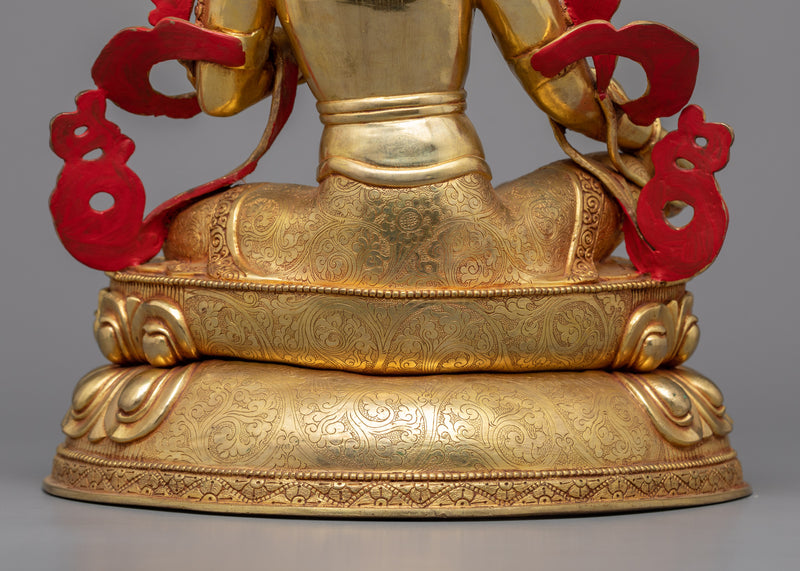 Invite Protection and Swift Assistance | Graceful 24K Gold Gilded Greentara Statue