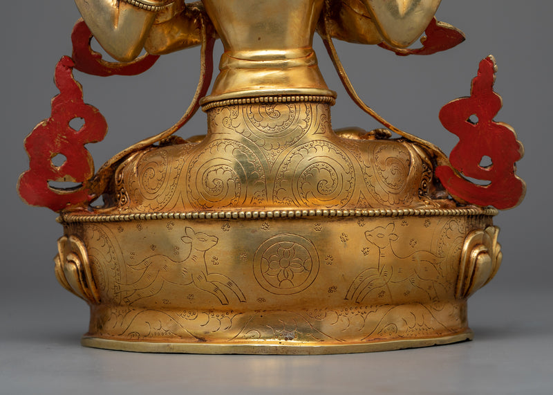 Welcome the Compassionate Presence of Avalokistesvara | 24K Gold-Gilded Copper Statue