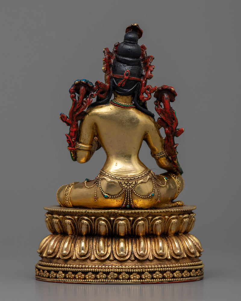 Experience the Green Tara Mantra Miracles | 24K Gold-Gilded Antique looking Statue